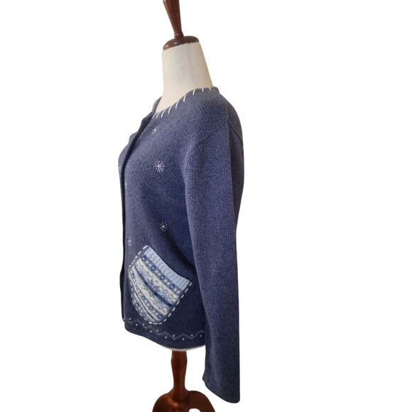 Vintage classic elements button up blue winter sweater size medium. - Picture 5 of 7